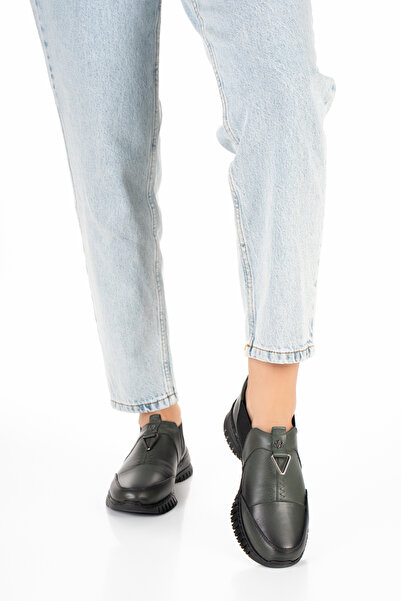 REALMİNE 1453-1 Günlük Kadın - Tam Ortopedik - Hakiki Deri - Yarım Bot ve Ayakkabı