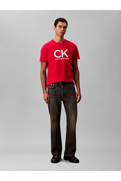 Calvin Klein Men Red 30S Graphic Crew Neck T-Shirt
