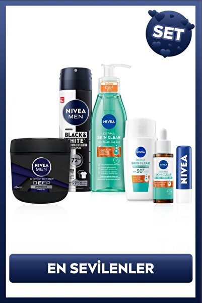NIVEA MEN Damat Seti, Deodorant, Vücut Kremi, Renksiz Dudak Kremi, Karşıtı Jel, Serum, Güneş Kremi