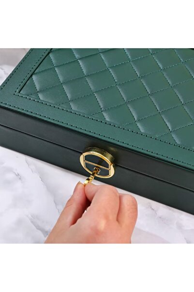 newnet Custom Jewelry Boxes with Lock Single Layer Leather Look Jewelry Box