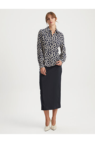 BGN workshop Cămașă imprimată cu detaliu din șantel din viscoză