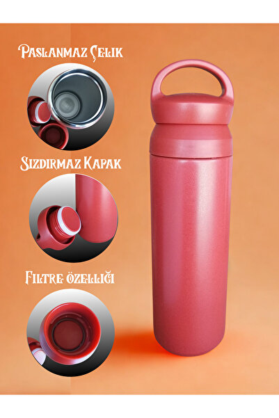 Blissra Steel Thermos with Filter– Stainless Steel, Vacuum-Sealed Lid, Hot Cold Tea and Detox Flask
