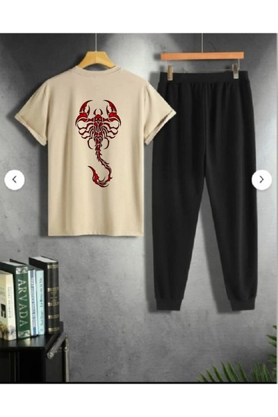 FAEL LİFE Unisex Women / Men Thsort Tracksuit 2-Piece Set Scorpio Printed