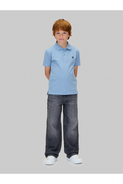 Calvin Klein Boys Faded Denim Essential Regular Short Sleeve Polo T-Shirt