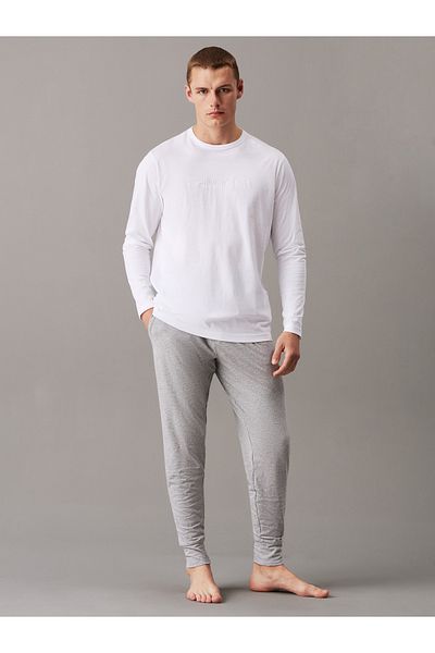 Calvin Klein Men Classic White Long Sleeve Crew Neck Cotton Pyjama Top