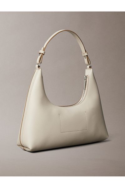 Calvin Klein Women Cream Foil Logo Convertible Shoulder/ Satchel Bag
