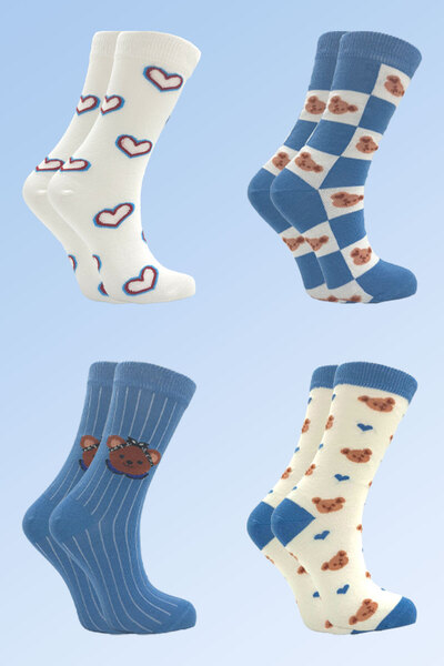 KARDEŞLER ÇORAP Women's Multicolored Cotton Socks 4 Pack