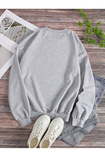 uyguntarz Unisex Sweet Girl Cherry Printed Oversize Sweatshirt