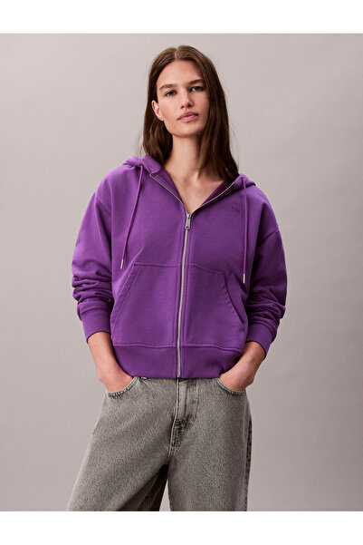 Calvin Klein Calvin Klein Women Purple Cotton Terry Zip Up Hoodie
