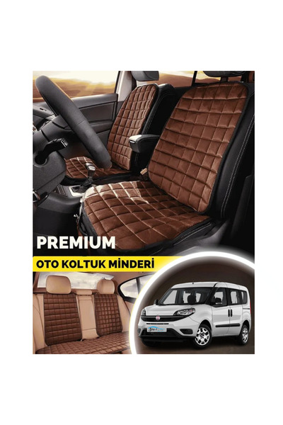 Oto Çizgi Set de perne pentru scaun Fiat Doblo, ortopedice, cu buzunare pentru mașină și husă – complet compatibil, culoare maro, design confortabil