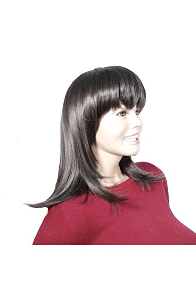 L-line fashion Peruca dama, fibra sintetica, cu aspect , saten castaniu