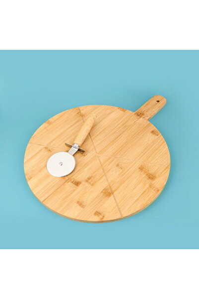 Alpina Pizza Serving Board and Knife - Light Brown - 34 cm