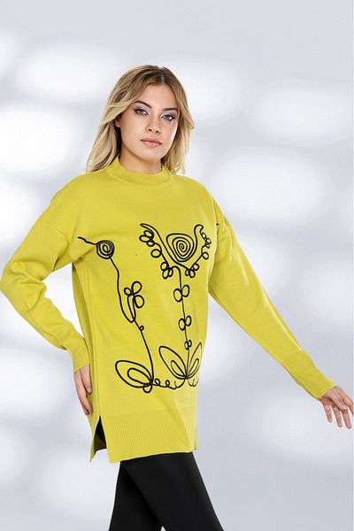 NEWCO Comfortable Fit Stylish Patterned Knitwear Long Sweater Modern and Elegant Appearance