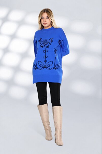 NEWCO Potrivire confortabilă Tricotaj cu modele elegante Pulover lung Aspect modern și elegant