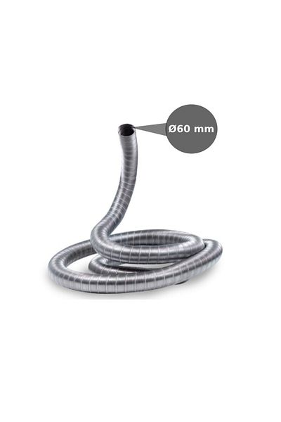 PAA-auto Flexible gas exhaust tube, 1 layer stainless steel, inner Ø 60mm, car heaters, generators, ovens etc.