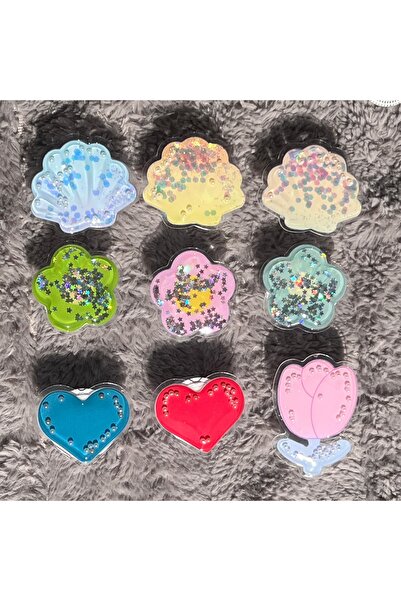 EDELFU Simli Boncuklu Sulu Popsocket – Telefon Tutucu Renkli Şekilli Stand Parmak Tutacağı