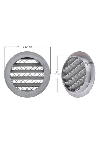 PAA-auto Aluminum ventilation grille, diameter Ø 96 mm