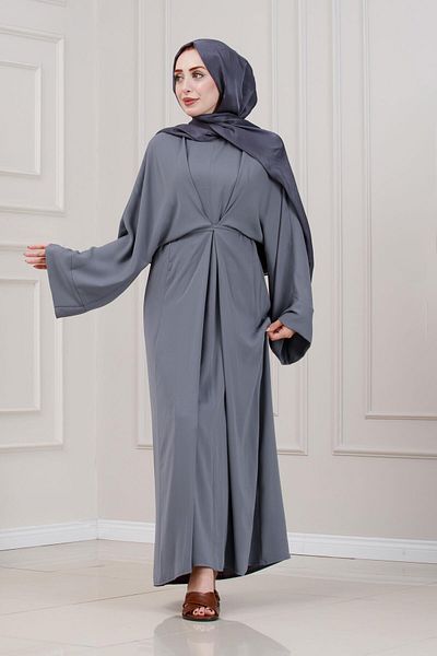 Sevitli Maria Dress with Tie-Up-Grey
