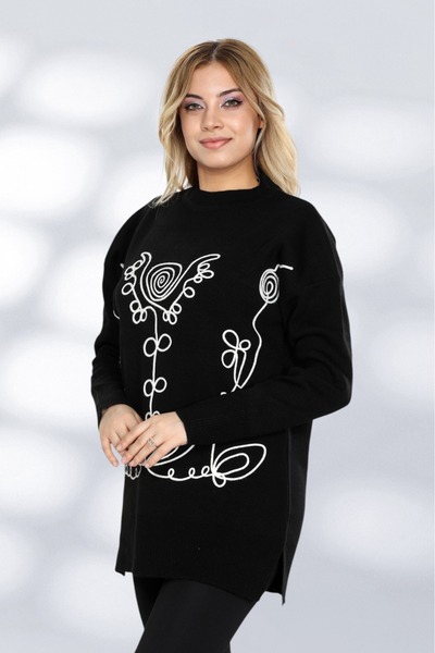 NEWCO Comfortable Fit Stylish Patterned Knitwear Long Sweater Modern and Elegant Appearance