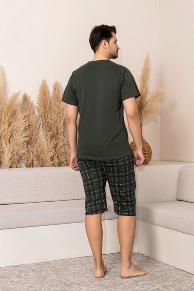BRAXELL Nisanca Sporty 100% Cotton Men's Pajama Set with Shorts