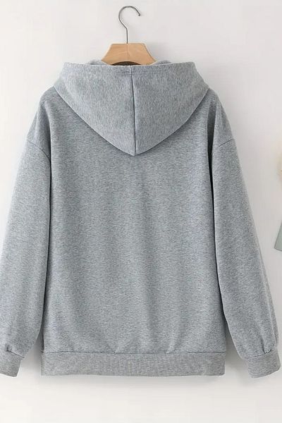 CLAYES Unisex Gray Hooded Zippered Cardigan – Mini Drop Heart Printed, Thick Fabric with Hood