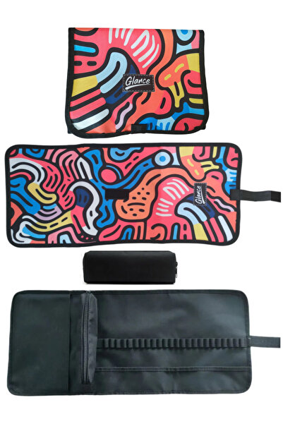 GLANCE A5 Sketchbook Pocket Color Pen Holder 24 Compartment Set Graduated Pen Set 8 Colored Crayons 12 Colors