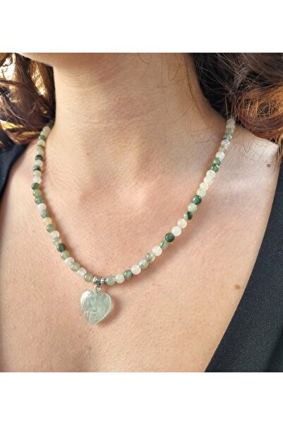 NEMOR STUDIO قلادة من الحجر الطبيعي على شكل قلب من الأراجونيت |   الهدوء والأ...