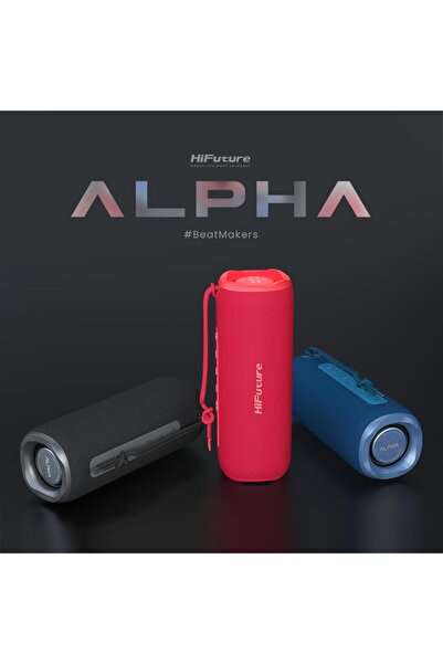HiFuture مكبر صوت ألفا بيت ميكر اللاسلكي المحمول، مقاوم للماء IPX7، وقت تشغيل يصل إلى 12 ساعة، (أحمر)