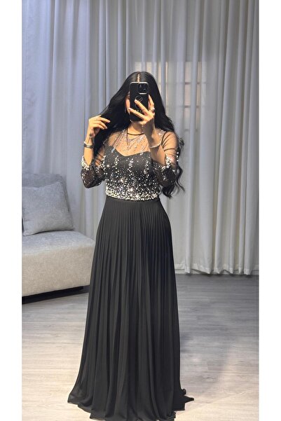 SELSAL فستان راق مطرز بكسرات بلسيه