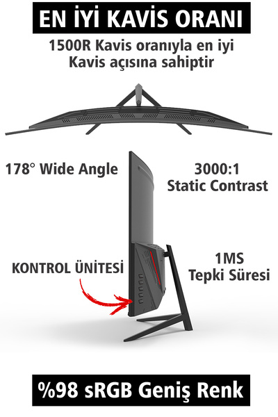 Npc MD240K-V181 24 inç 170Hz 1MS FULLHD WLED Speaker 1500R Curved VA Oyuncu Monitörü