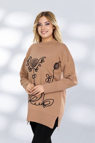 NEWCO Comfortable Fit Stylish Patterned Knitwear Long Sweater Modern and Elegant Appearance