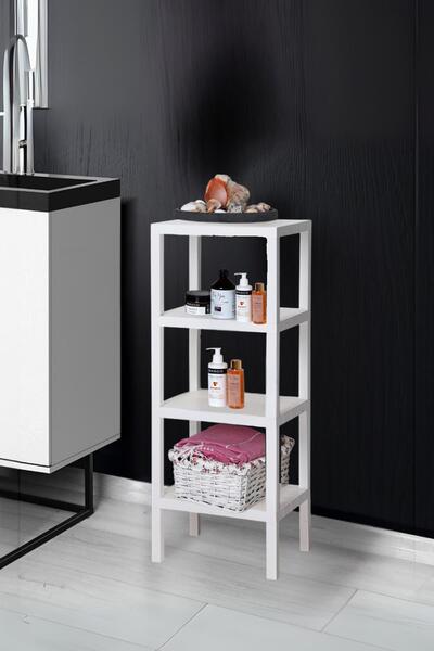 EWs 4 Tier White Shelf Bookcase & Bathroom Organizer 100 cm