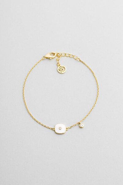 So CHIC... Vintage 18 Ayar Sarı Altın Kaplama 19 Cm Gümüş Bileklik