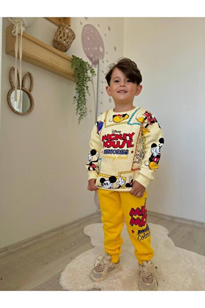 Aselin Kids Σετ φόρμας για αγόρια με σχέδιο Μίκυ Μάους, μπλούζα και παντελόνι