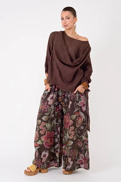Park Moda E3141 Shawl Collar Linen Tunic Bluz