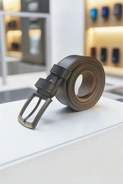 PAPATAY 5177 - 3.5 cm Stitched Faux Leather Black Men's Belt
