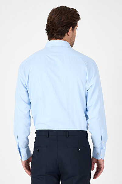 İmza Σκούρο μπλε μακρυμάνικο πουκάμισο από βαμβάκι Comfort Fit χωρίς τσέπες 1004250914