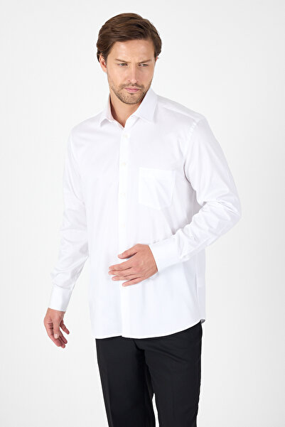 İmza White Hard Collar Plain Classic 100% Cotton Comfort Fit Shirt 1004250323