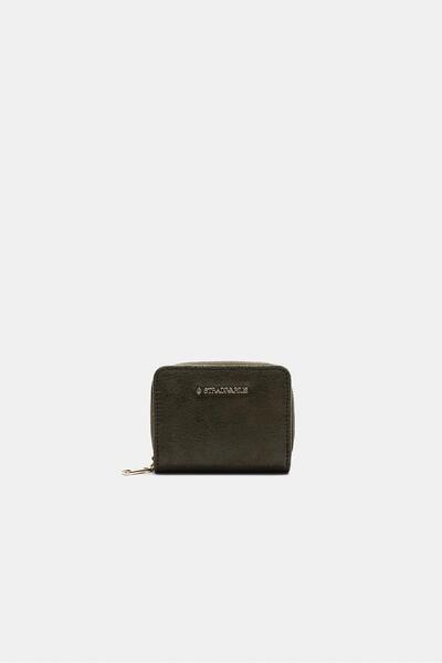 Stradivarius Zipped faux suede card holder purse
