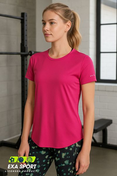 Kübra Tekstil Women's Sports T-Shirt Pink Breathable Quick Dry Relaxed Fit Fitness Yoga Running Training Top