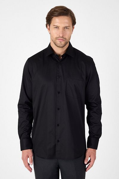 İmza Black Hard Collar Plain Classic 100% Cotton Comfort Fit Shirt 1004250323