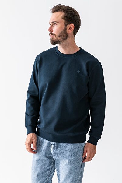 JB John Borners Ανδρικό φούτερ με στάμπα με διασταυρούμενο λαιμόκοψη Navy Blue - 25K 1218