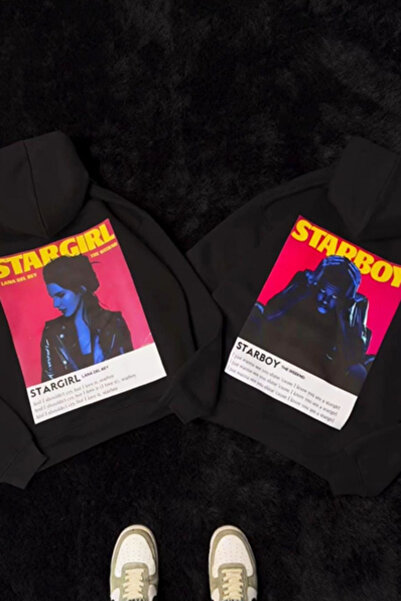 Harajuku Style سويت شيرت أسود من Stargirl وStarboy للزوجين من أجل الأصدقاء مك...