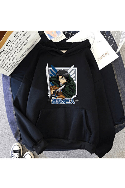 Harajuku Style هوديي أنيمي ليڤي ديسكفري يونايتد باللون الأسود