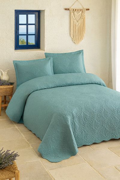 Evimcim Cotton Single Bedspread Set 175X250 – Patterned Pillowcase Included