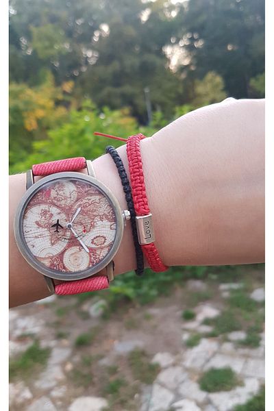 Skymag Ceas harta lumii model vintage, avionul se roteste, curea piele ecologica