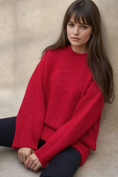 Hiccup Thick Knit Plain Collar Sweater