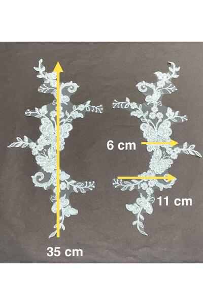karantuhafiye Beaded Applique Butterfly Model / Set of 2 / Cream