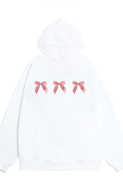 Harajuku Style Λευκό σχέδιο ροζ κορδέλας Y2K Vintage