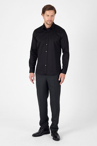 İmza Black Hard Collar Plain Classic 100% Cotton Slim Fit Shirt 1004250324